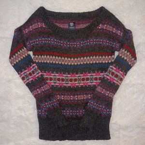 American Eagle Fair Isle Wool Boatneck Sweater Size M